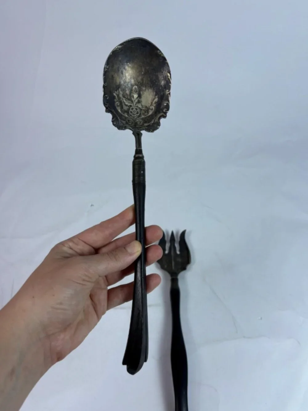 Vintage Silver Plate Salad Serving Spoon and Fork Set Meriden Britannia Company